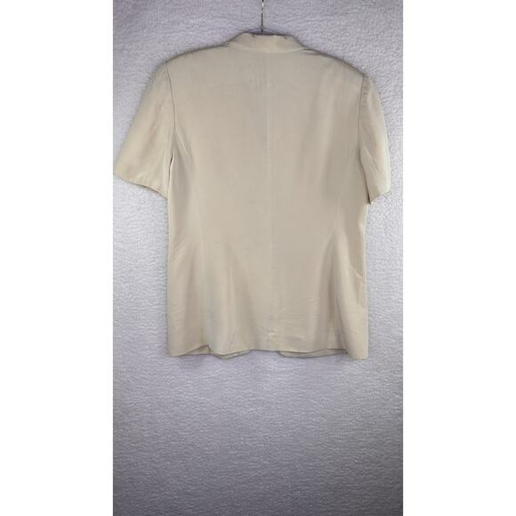 Preston & York Blazer Womens 14 Butter Yellow Silk Short Sleeve Button Up Jacket - Picture 6 of 11